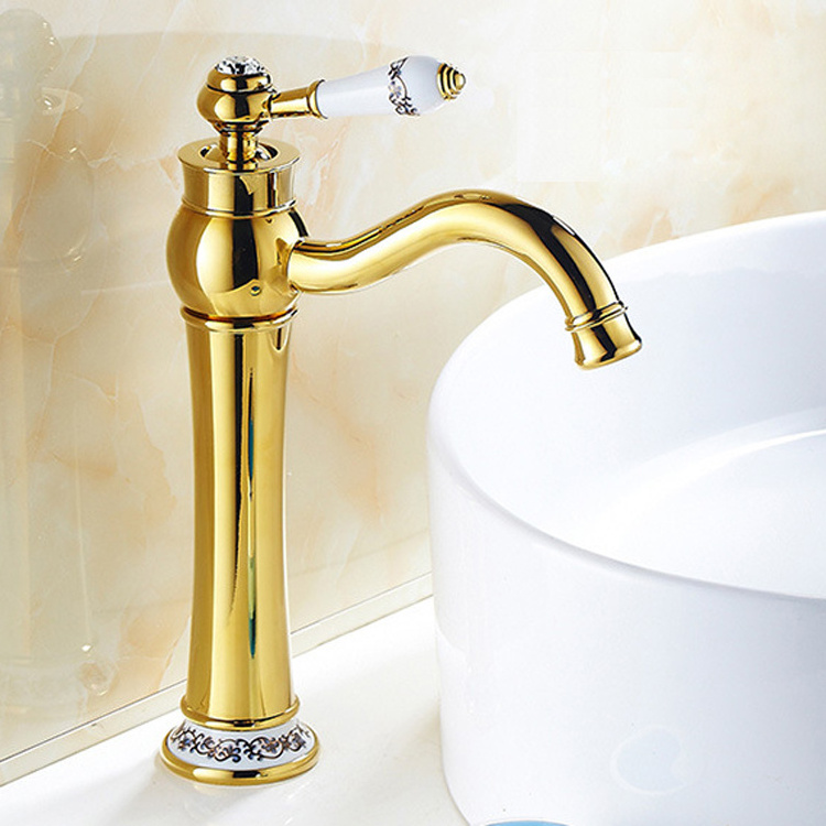 Golden single lever bathroom sink faucets gold deck mount basin faucets G0627