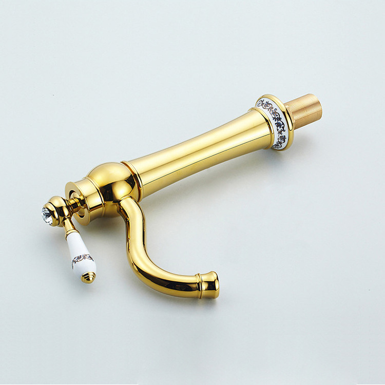 Golden single lever bathroom sink faucets gold deck mount basin faucets G0627