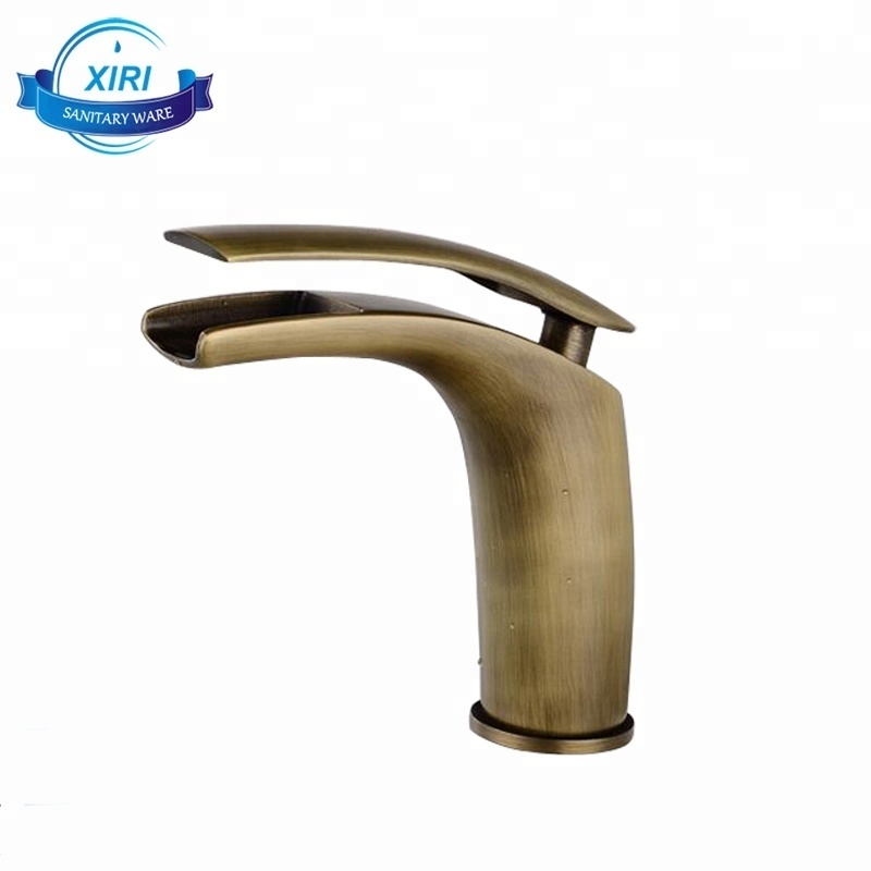 Classic antique brass bathroom sink tap waterfall single handle basin faucets AF0723