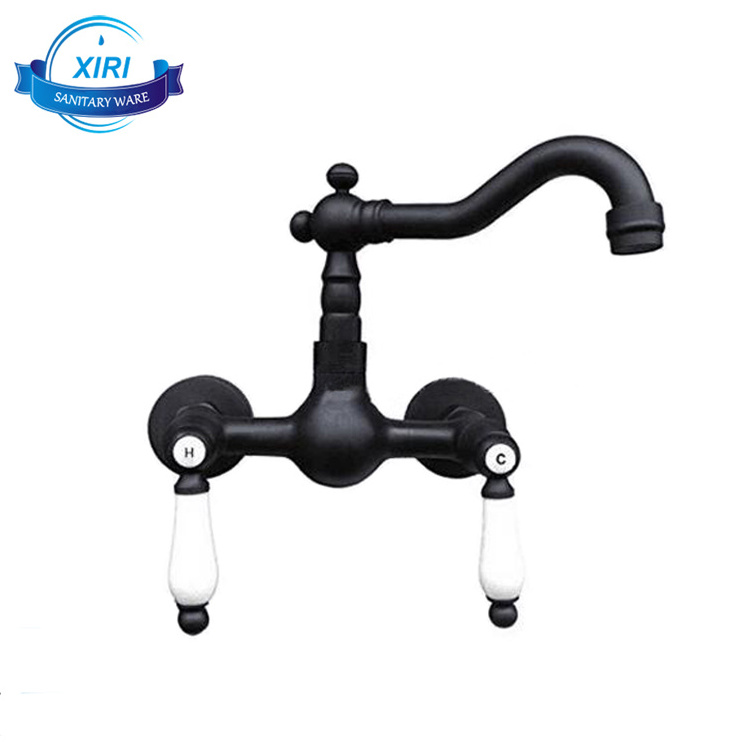 Hot Sale Two Handle Wall Mount Black Kitchen Faucet Oil Rubbed Bronze Basin Faucets