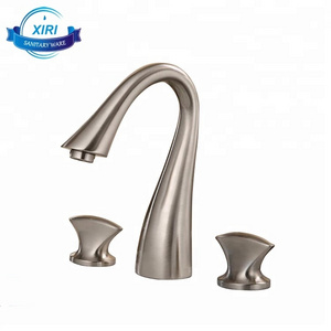 Bathroom Sink Tap with 3 Holes 2 Handles Brass Bathtub Tap Basin Faucets with Brushed Nickel Finish