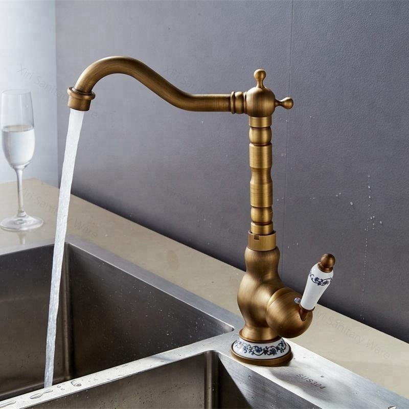 Classic Basin Sink Faucet Antique Brushed Bronze Taps Single Handle Brass kitchen faucets XR0601