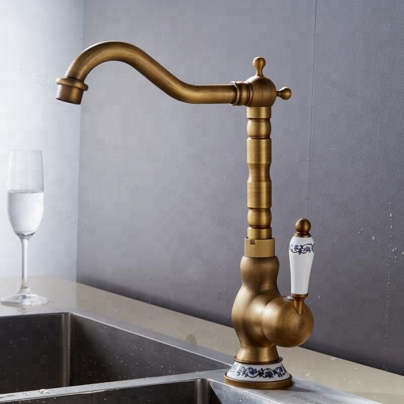 Classic Basin Sink Faucet Antique Brushed Bronze Taps Single Handle Brass kitchen faucets XR0601