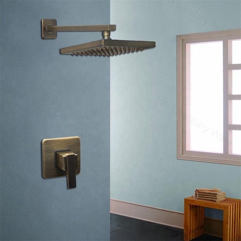 Luxury Solid Brass Concealed Shower Set Antique Shower Faucet With Square 8 inch Shower Head