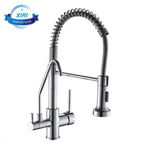 New Design Pull out 360 Free Swivel Kitchen Faucet Brass Chrome finished Single Hole Hot And Cold Mixer Taps Faucet XiRi-8860