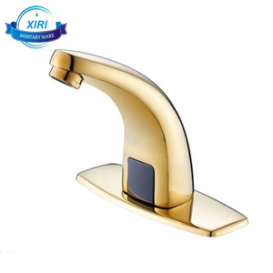 Wholesale golden automatic sense basin faucet auto smart touchless sensor cold water tap for bathroom and hotel S0326