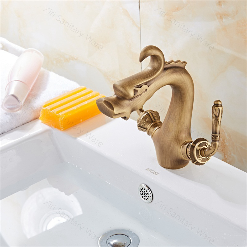 Bathroom sink faucet antique animal shape faucet dragon water mixer tap XR8040