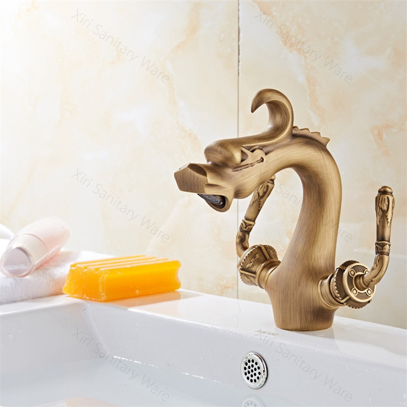 Bathroom sink faucet antique animal shape faucet dragon water mixer tap XR8040