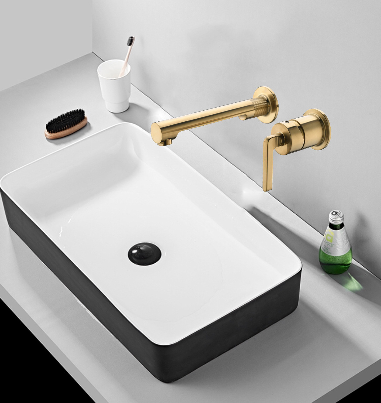 Copper Simple In Wall Faucet Cold And hot Wall Pre-Installed Wall Concealed Washbasin Faucet XR7875