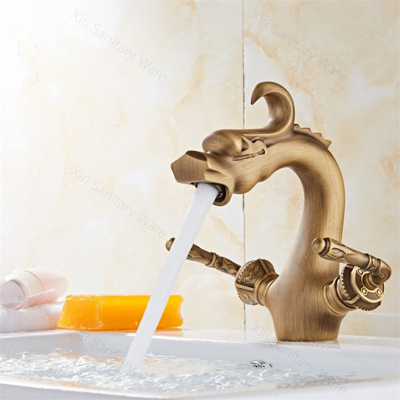 Bathroom sink faucet antique animal shape faucet dragon water mixer tap XR8040