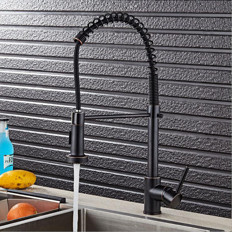 Deck mounted kitchen sink faucets pull out luxury kitchen faucet in black XR0127