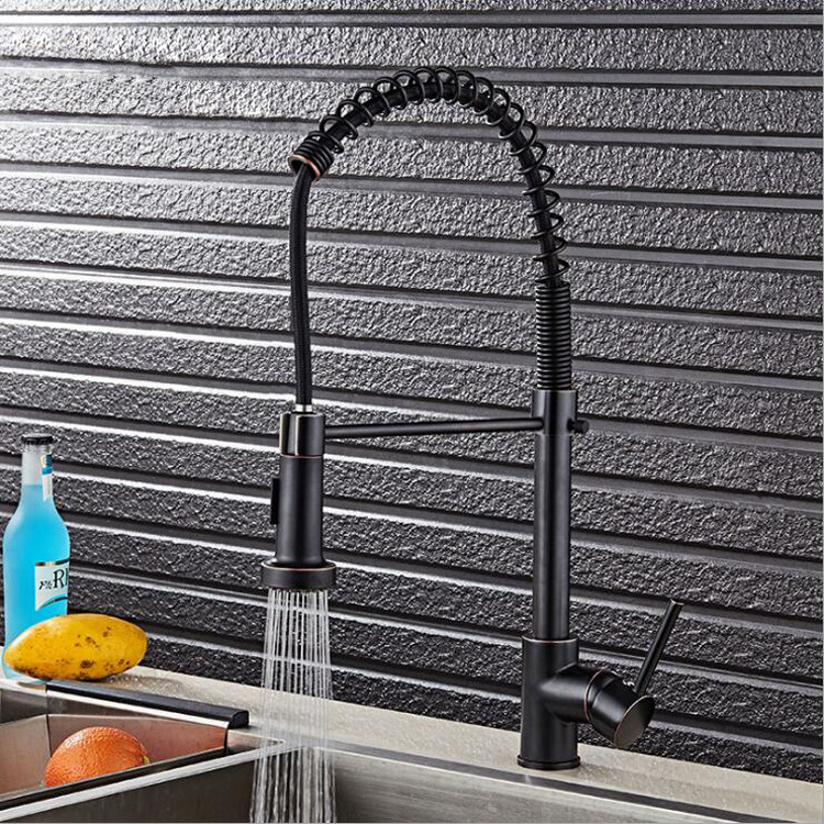 Deck mounted kitchen sink faucets pull out luxury kitchen faucet in black XR0127