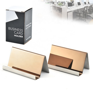 Desktop Stainless Steel  Business Card Metal  Holder  Office Supplies Custom Memo Name Card Holder