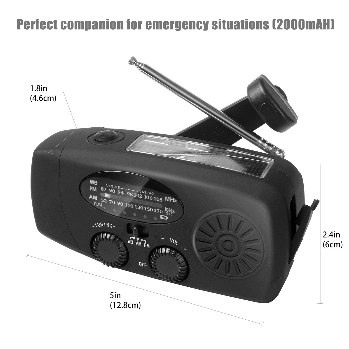 OEM Factory Portable DAB 2000mah Mini Emergency Crank Weather Solar Radio with Phone Charger and LED Flashlight AM FM Noaa Radio