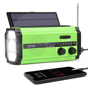 Free Sample Portable Emergency Hand Crank am fm Solar AAA batteries Radio with Flashlight & 5000mAh Phone Charging