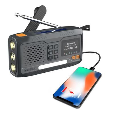 Emergency Hand Crank DAB Radio with LED Flashlight , DAB+/FM speaker with 2000mAH/4500mAh Power Bank Phone Charger