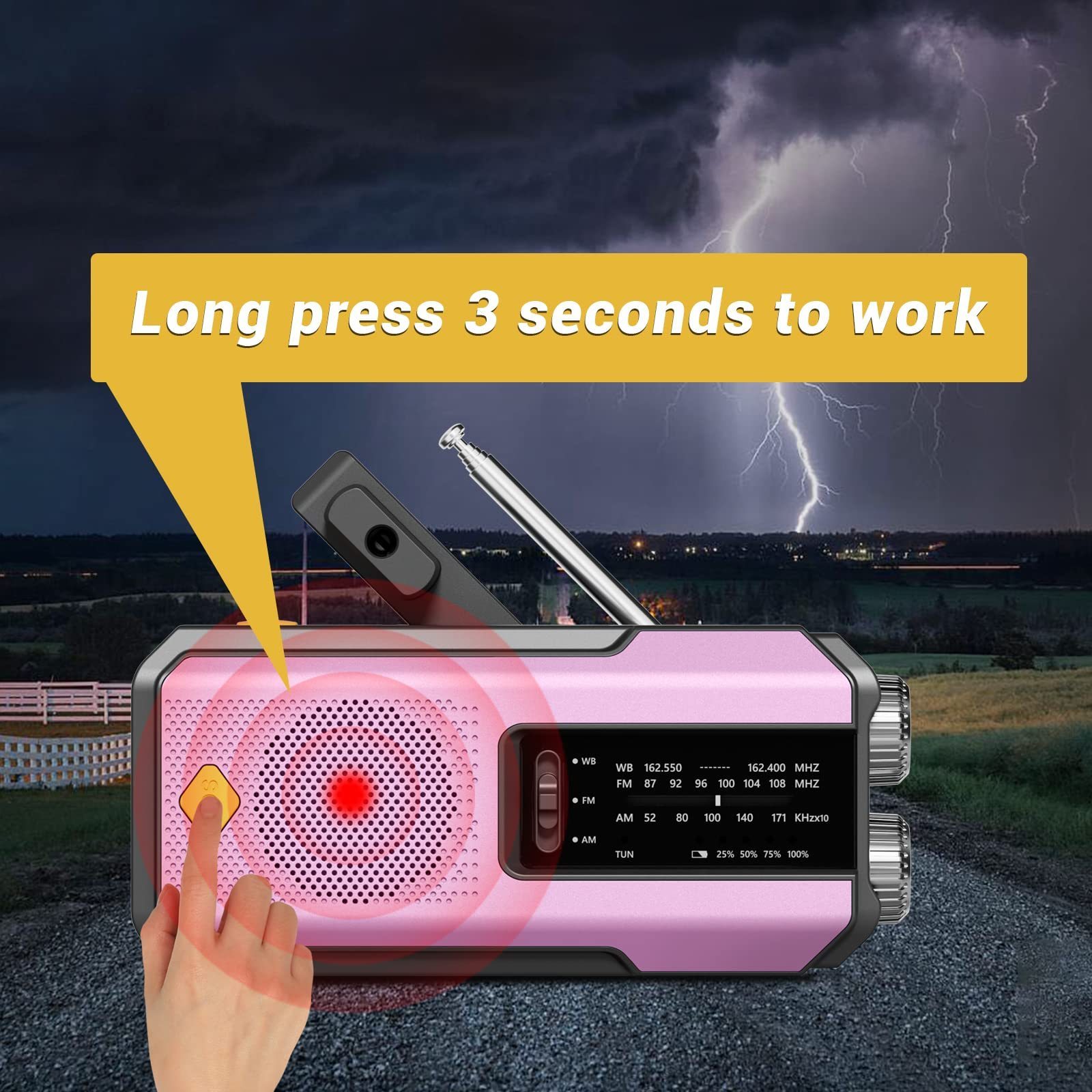 Hand Crank Self Powered Solar Emergency Radios with 3 LED Flashlight 2000mah Power Bank Smart Phone Charger