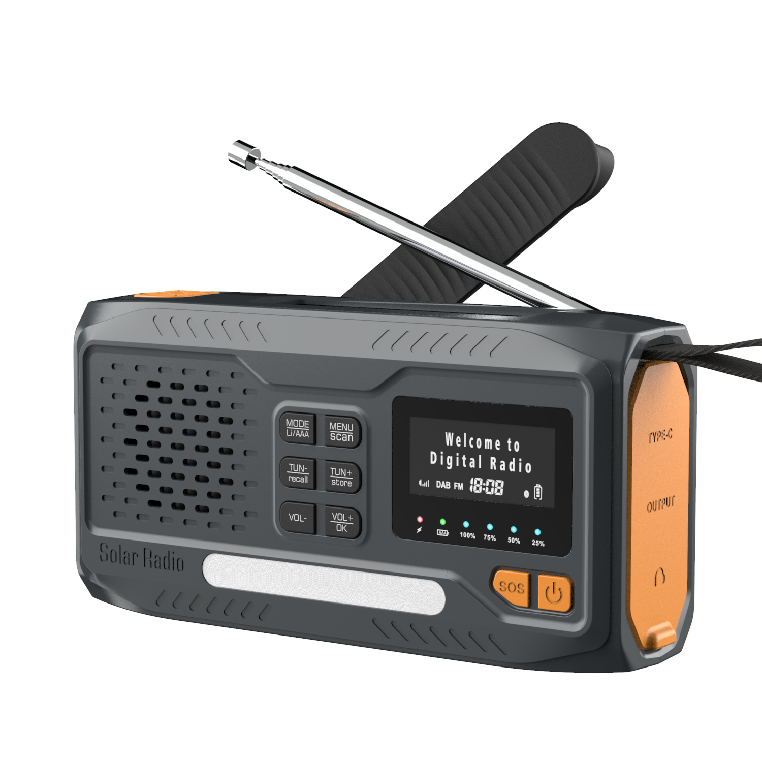 Outdoor Emergency Hand Crank Solar FM DAB DAB+ Radio Wireless Speaker With SOS Alarm Flashlight 2000mAH/5000mAH Power Bank