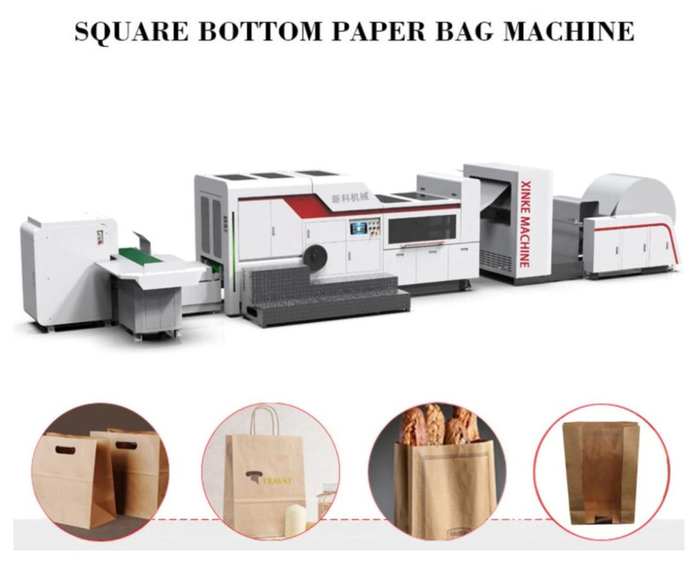 China semi automatic high speed Paper Bag Making Machine Price With Color Printing Paper Bags Machine Making