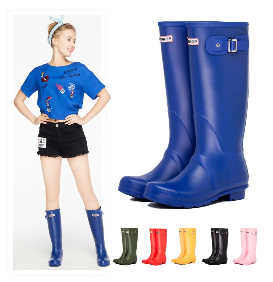 Women's Anti-Slip Long Rain Boots Waterproof Garden Shoes with Rubber Insole for Outdoor Work