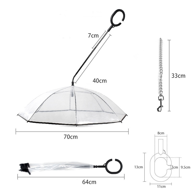 Eco friendly EVA Dog Umbrella with Leash for Small Pets Umbrella for Dogs