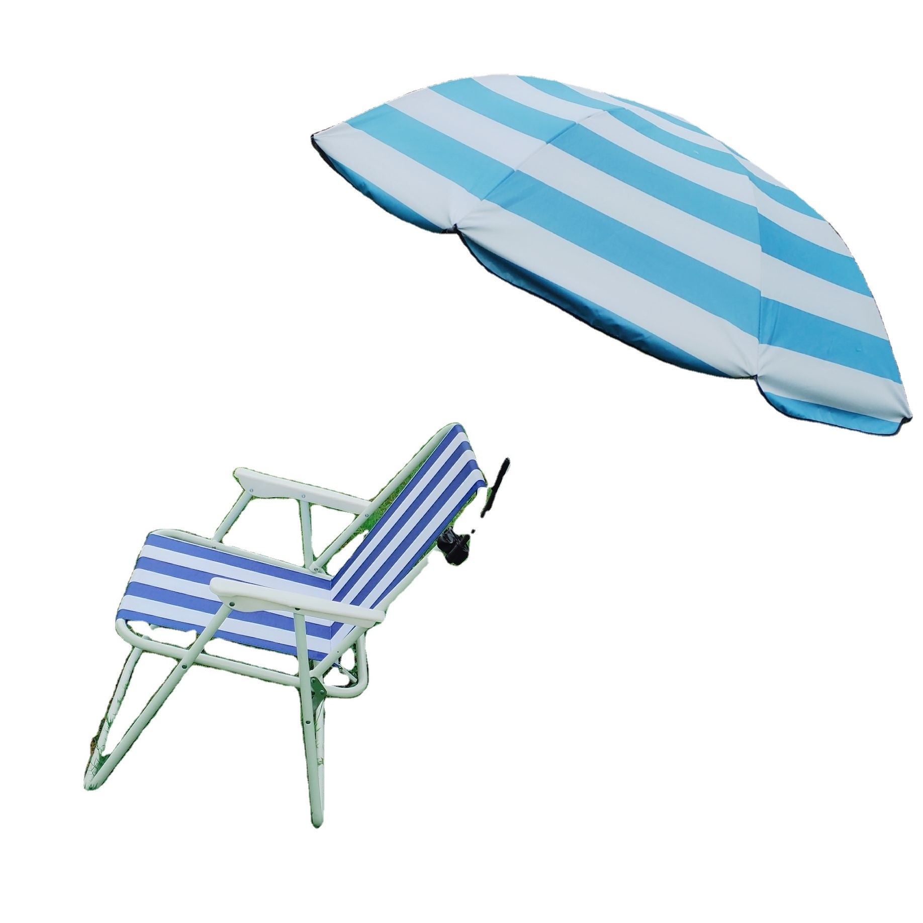 Hot Sale Manual Control Outdoor UV Printed Fabric Beach Umbrella Windproof with Metal Frame Beach Camping Matching Shoulder Bag