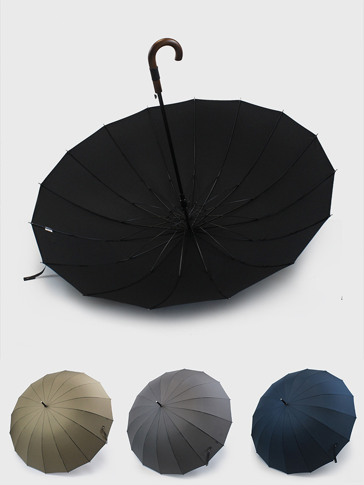 Luxury Outdoor Automatic Wooden J-Handle Umbrella for Adults 16K Panels Waterproof Golf Style with Custom Logo for Rain