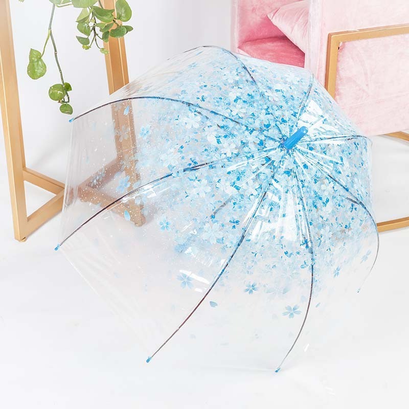 Kids Classic Clear Bubble Golf Umbrella with Easy Grip Curved Handle and Safety Transparent Dome Straight Pattern