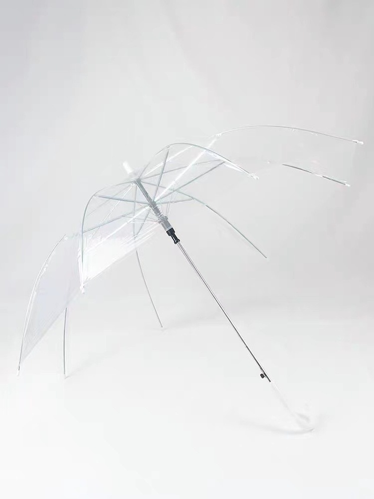 Auto-Open Lady's Transparent POE Clear PVC Folding Umbrella with Light Fashionable Wedding Paraguas