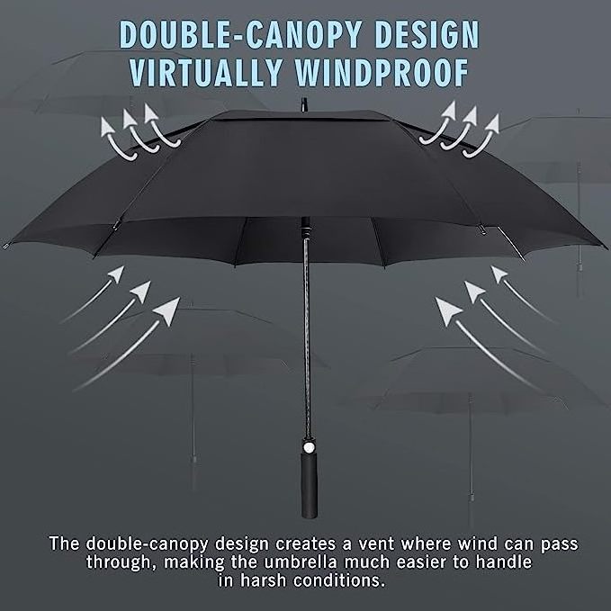 Large 54/62/68 Inch Golf Umbrella Automatic Open Windproof Rain Umbrella with Double Canopy Fabric Material for Men