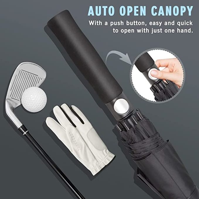 Large 54/62/68 Inch Golf Umbrella Automatic Open Windproof Rain Umbrella with Double Canopy Fabric Material for Men