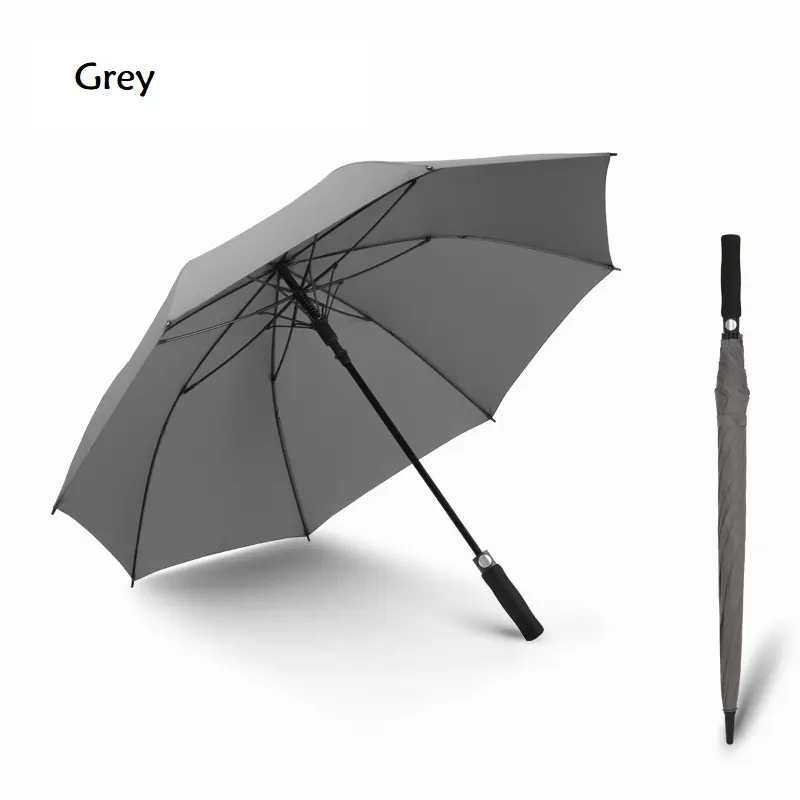 27-Inch 8K Straight Business Umbrella Windproof Golf Umbrella EVA Handle Luxury Adult Pongee Fabric Customizable Auto Gifts