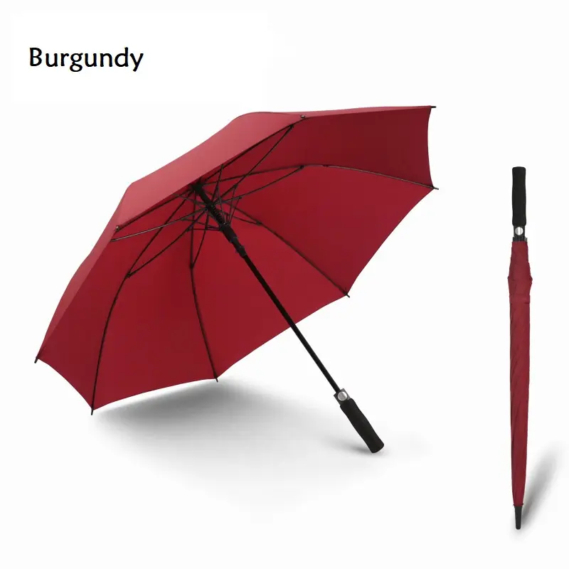 27-Inch 8K Straight Business Umbrella Windproof Golf Umbrella EVA Handle Luxury Adult Pongee Fabric Customizable Auto Gifts