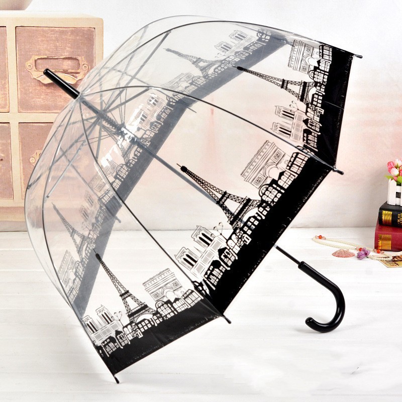 Gossip Girl Princess Umbrella Thickened transparent automatic Apollo mushroom umbrella Eiffel Tower plastic umbrella