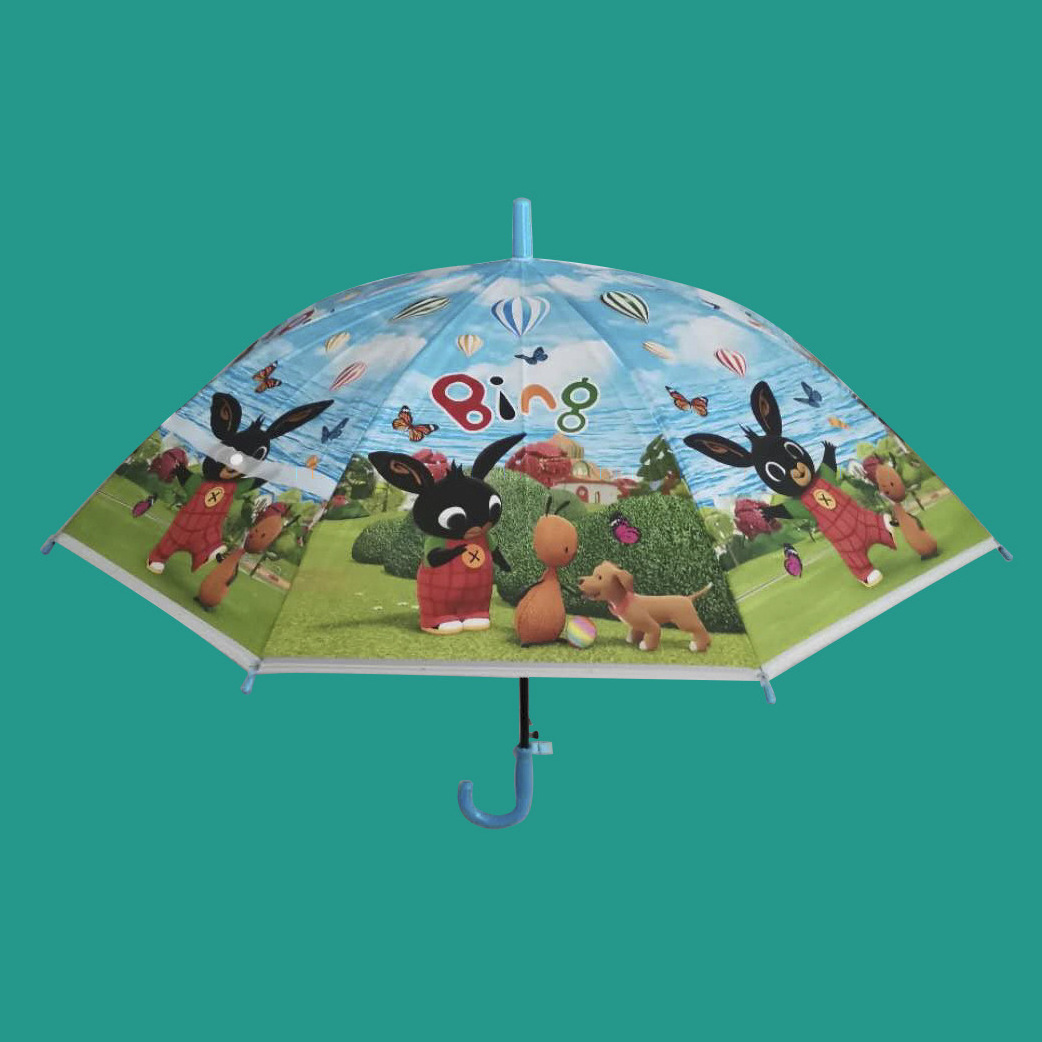 Umbrella factory transparent mushroom umbrella kids super light with whistling graffiti long handle umbrella