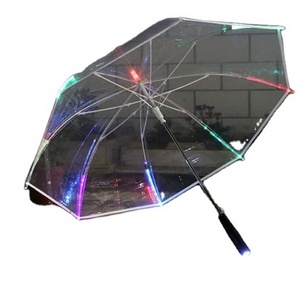 8 Rib Blade Runner Style LED Umbrella with Changing Color Transparent Handle UV Printed Fabric Flashlight Straight Parasol