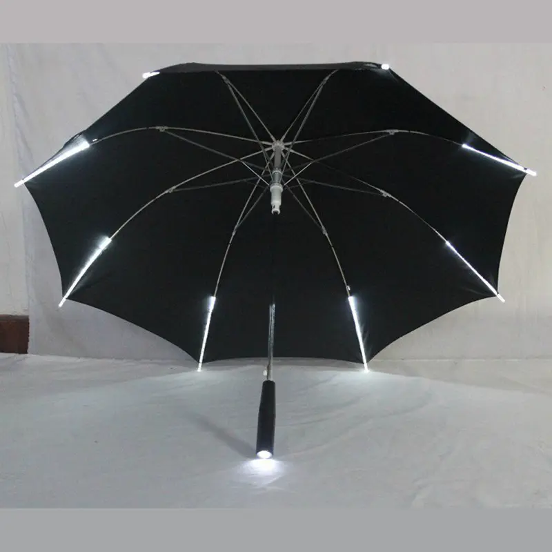 8 Rib Blade Runner Style LED Umbrella with Changing Color Transparent Handle UV Printed Fabric Flashlight Straight Parasol