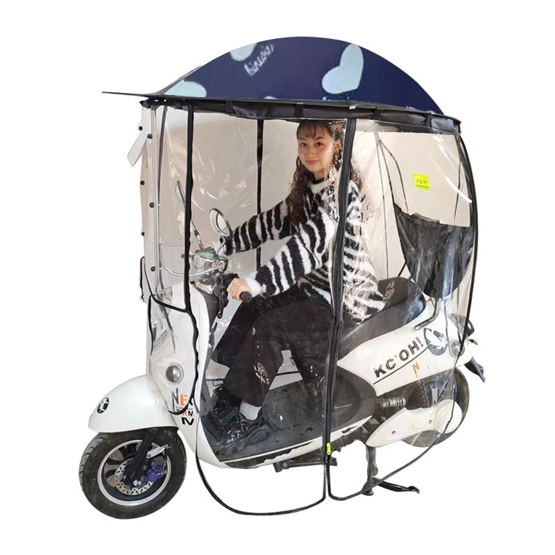 Full Cover Sun Shade Rain and Dust Proof Umbrella for Motorcycles and Electric Vehicles