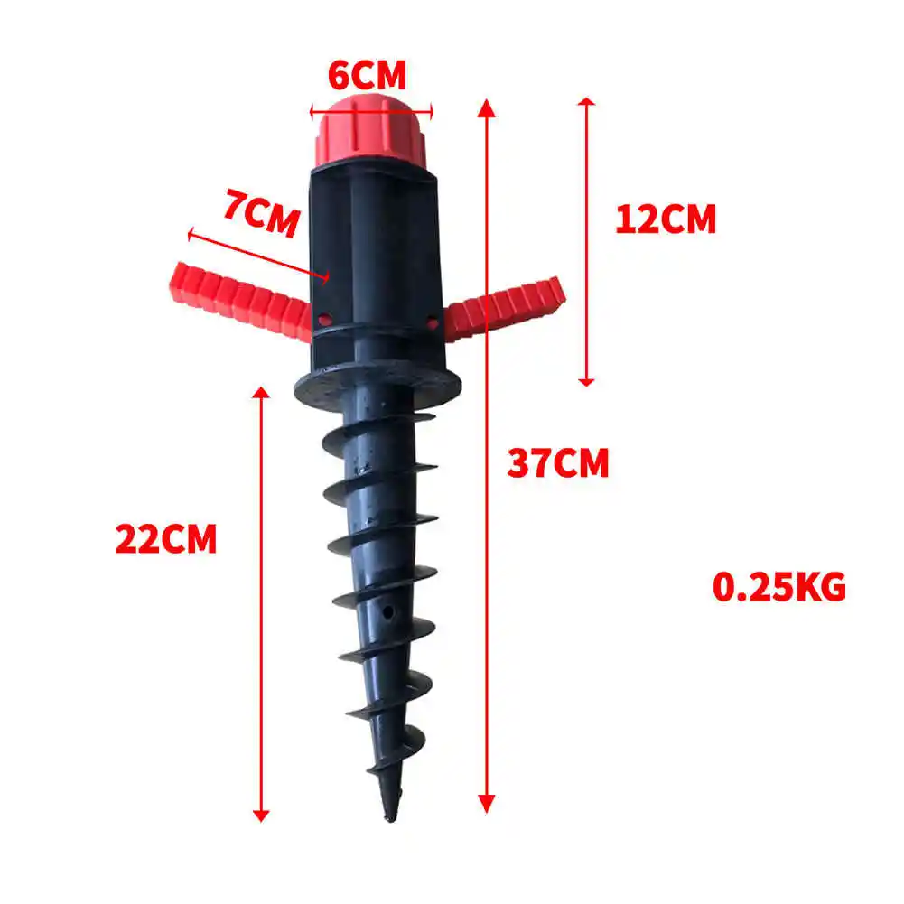 Outdoor Heavy-Duty 8K Sun Umbrella Manual Windproof Spiral Stand Spike Garden Beach Patio Lawn Camping-Sand Anchor Grass Auger