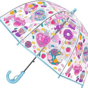 Kids Transparent Dome Bubble Umbrella Comfortable Fabric Sun Shield with Easy Grip Curved Plastic Handle for Toddler Boys Girls