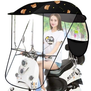 Universal Electric Motorcycle Umbrella Canopy Awning Rain Cover UV Logo Enclosed Bracket Scooter Umbrella Bracket Universal