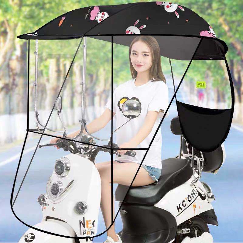 Universal Electric Motorcycle Umbrella Canopy Awning Rain Cover UV Logo Enclosed Bracket Scooter Umbrella Bracket Universal