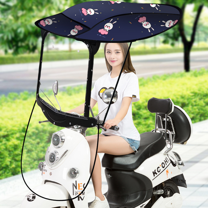 Universal Electric Motorcycle Semi-Closed Umbrella Canopy Awning Windproof and Sunshade Mobility Scooter Rain Cover