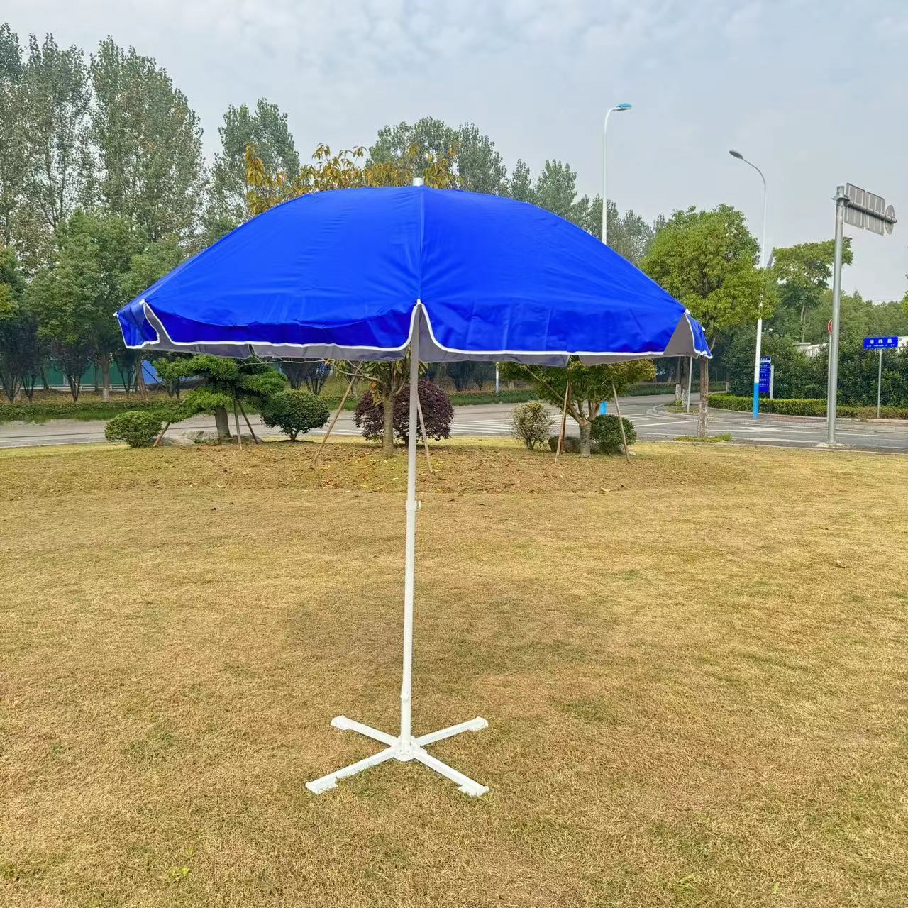 Large Outdoor Korean Style Beach Umbrella with Tassels Sunshade Function 8k Panels Wind Tilt for Courtyard Sunshade