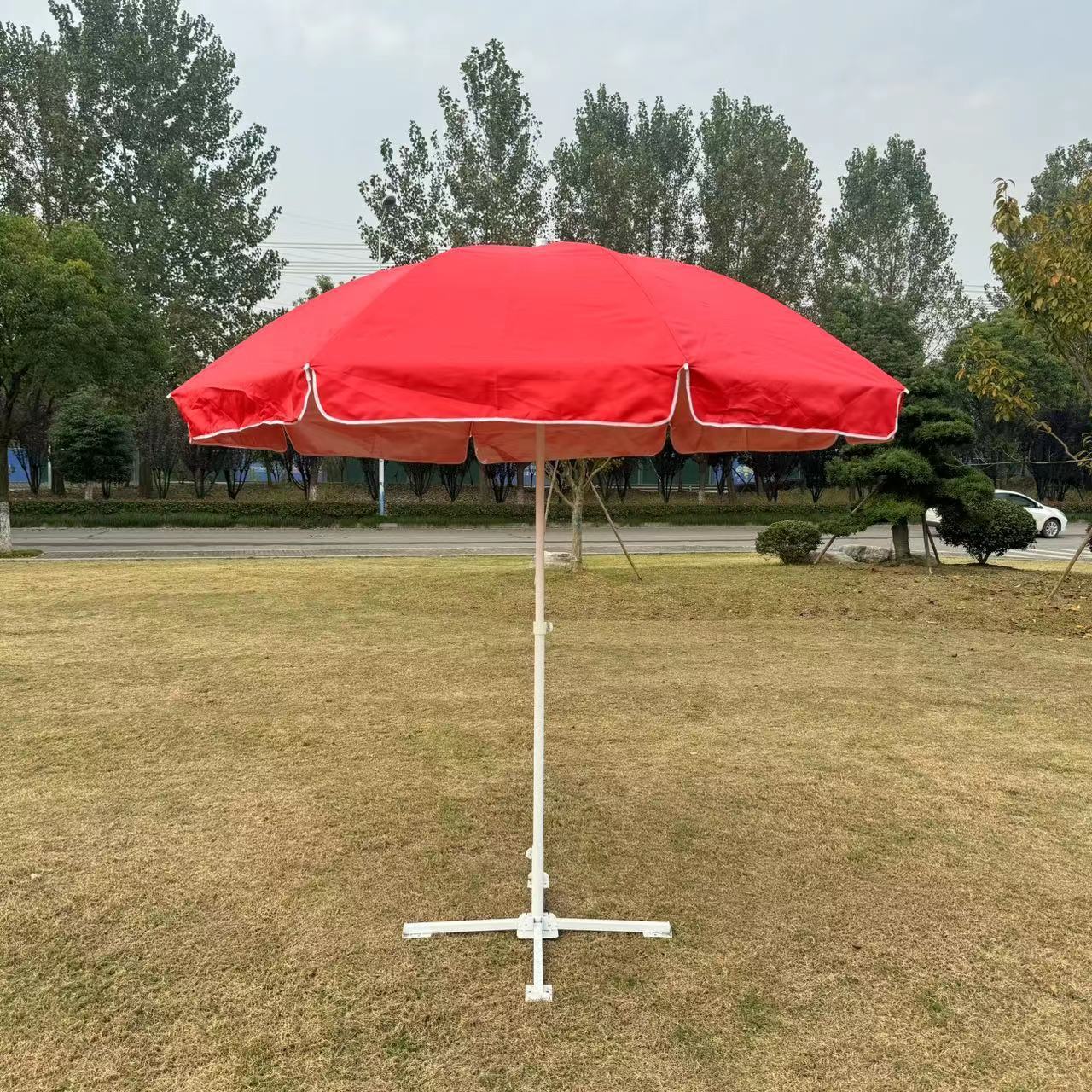 Large Outdoor Korean Style Beach Umbrella with Tassels Sunshade Function 8k Panels Wind Tilt for Courtyard Sunshade