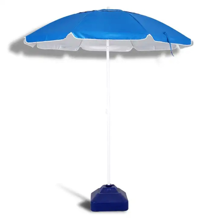 Hot Sale Adjustable Fabric Beach Umbrella 8k Sunshade Panel Manual Control Travel Custom Logo UV Resistant Sun Shade Shelter