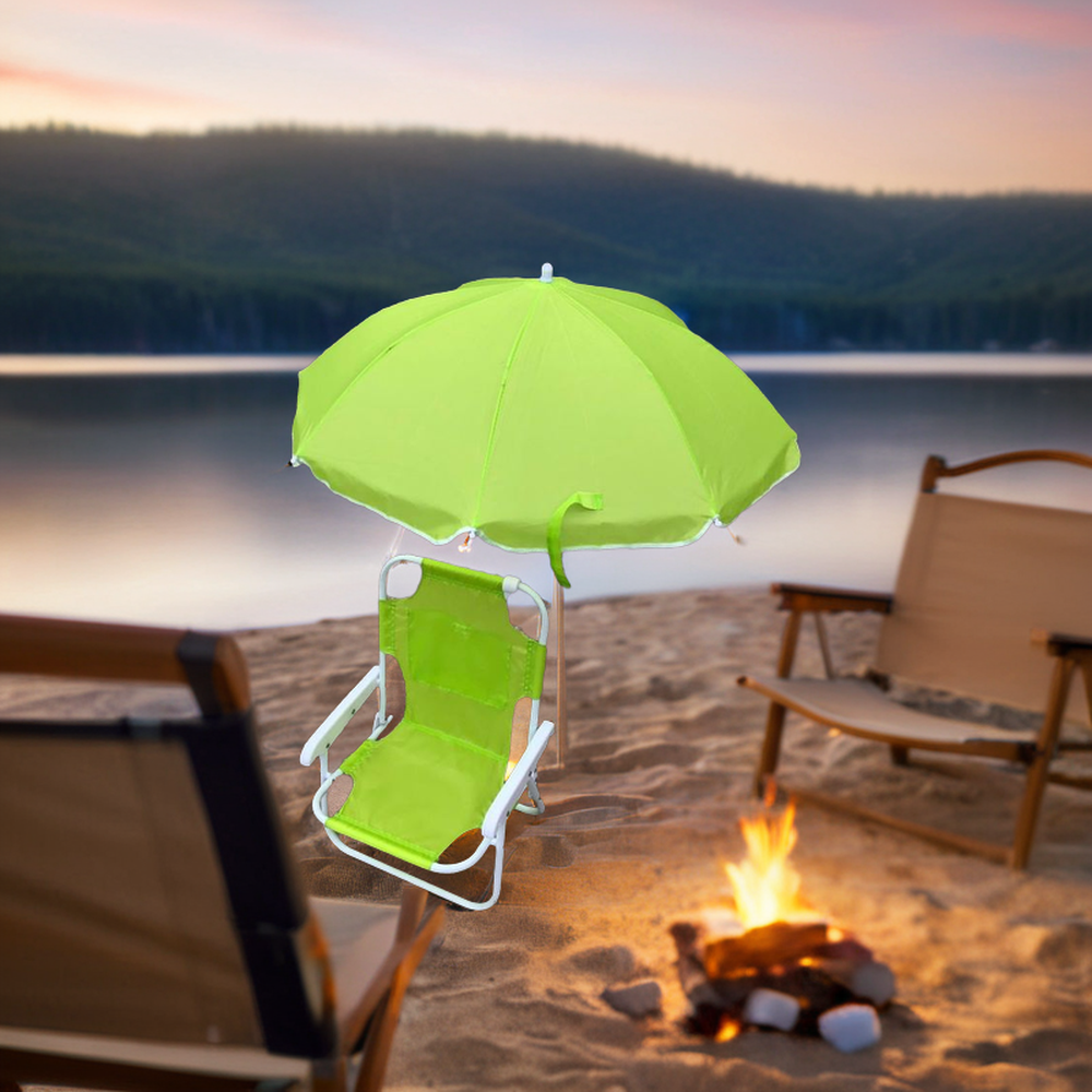 Portable Outdoor Foldable Luxury Beach Chair with Automatic Open Umbrella Baby Kids Friendly Light Weight Fabric for Camping