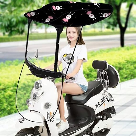 Electric Bike & Scooter Windproof Sunshade Cover Outdoor Manual Control Umbrella for Rain Customizable Logo Printing