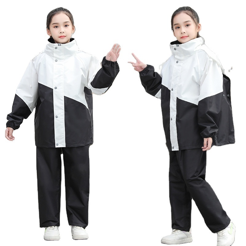 Customized Waterproof Raincoat Suit Girls XXL Size Space Hooded Jacket Backpack Children's Color Stitching Rain Suit Logo Travel