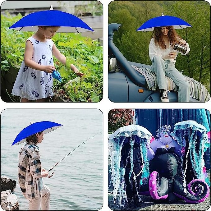 Adults & Children UV Resistant Waterproof Foldable Headwear Umbrella Hat Outdoor Garden Use Manual Control Nylon Fabric Material